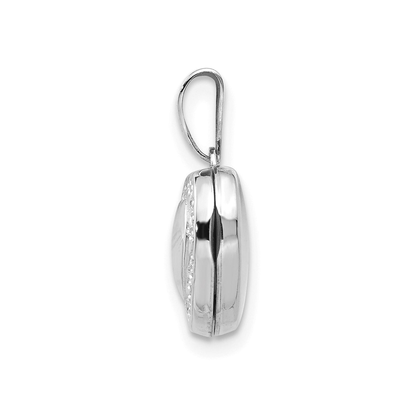 14k White Gold Polished Heart-Shaped Scrolled Locket