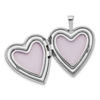 14K 20mm White Gold Enamel Rose I LOVE YOU Heart Locket