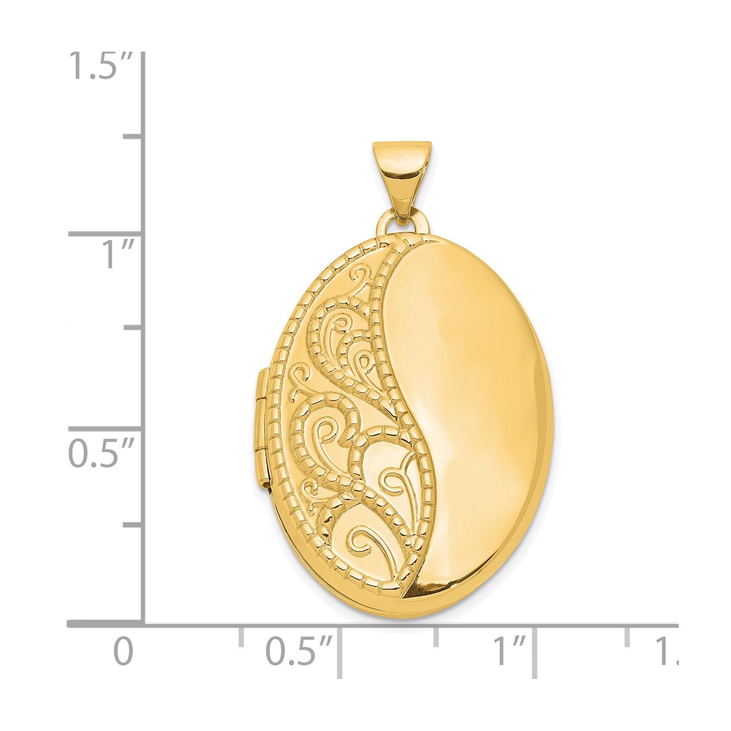 14ky 26mm Oval 1/2 Hand Engraved Locket