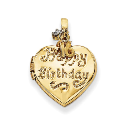 14k 15mm Heart Happy 16th Birthday with CZ Locket