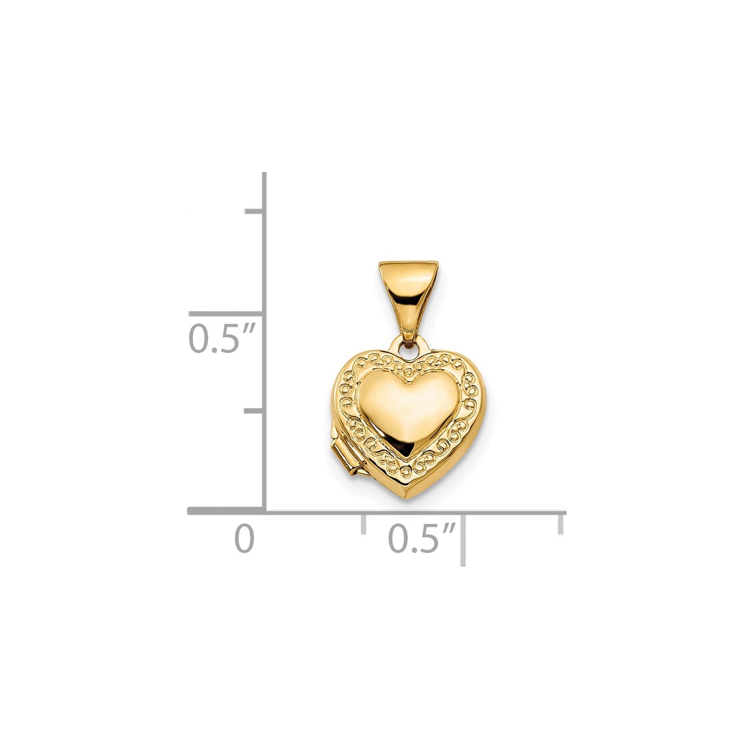 14k Scroll Border 10mm Heart Locket