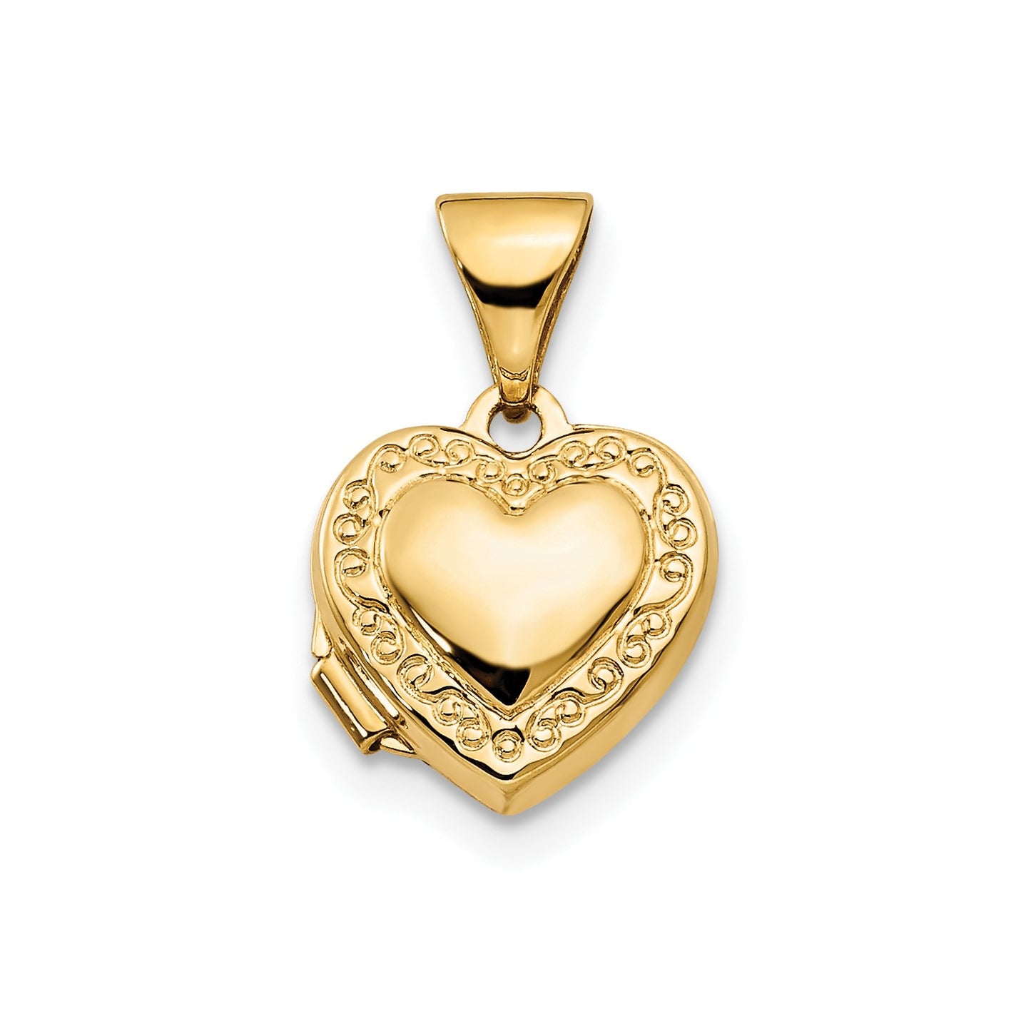 14k Scroll Border 10mm Heart Locket