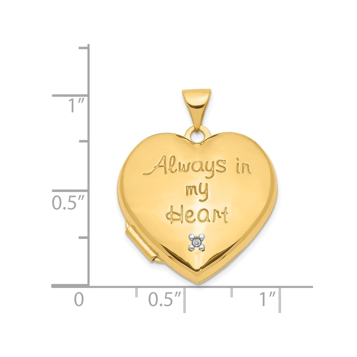 14k Two-tone Dia Always in my Heart w/ Heart Charm Inside 21mm Heart Locket