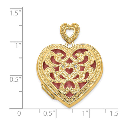 14ky 24mm w/ Diamond Vintage Heart Locket