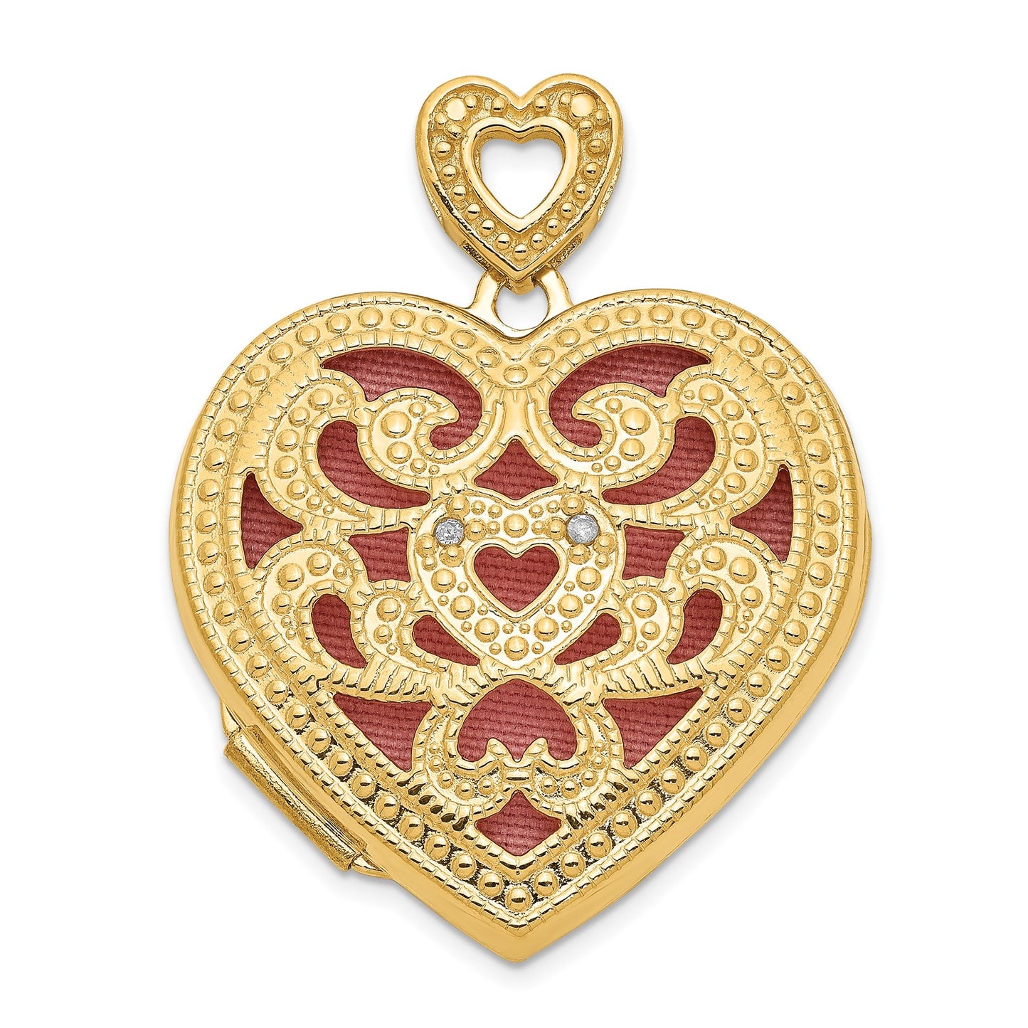 14ky 24mm w/ Diamond Vintage Heart Locket