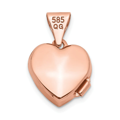 14k Rose Gold 10mm Floral Heart Locket