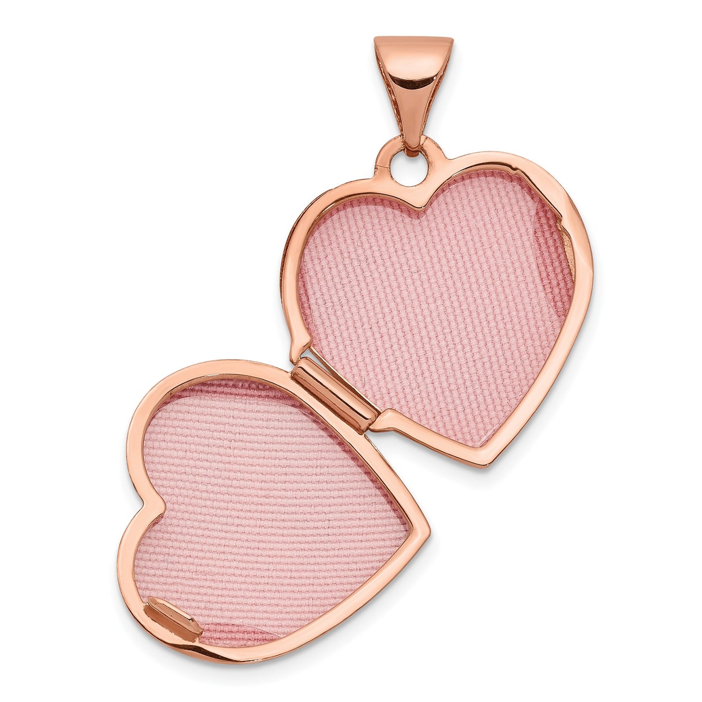 14k Rose Gold Textured Double Heart Scroll Design 15mm Heart Locket