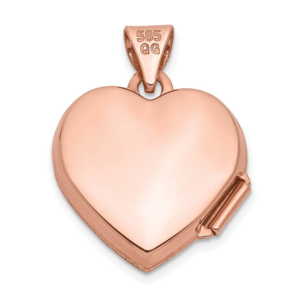 DG 14k Rose Gold Polished Diamond Star 15mm Heart Locket