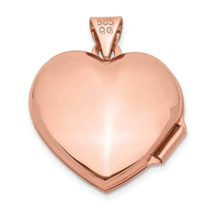 14k Rose Gold 18mm Domed Heart Locket