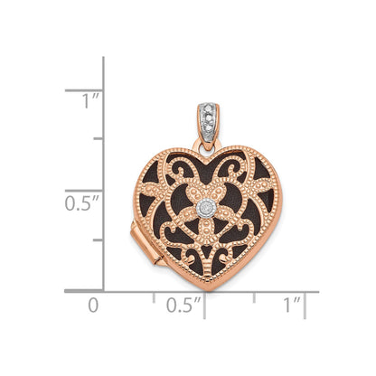 14k Rose Gold w/ Diamond Vintage 18mm Heart Locket