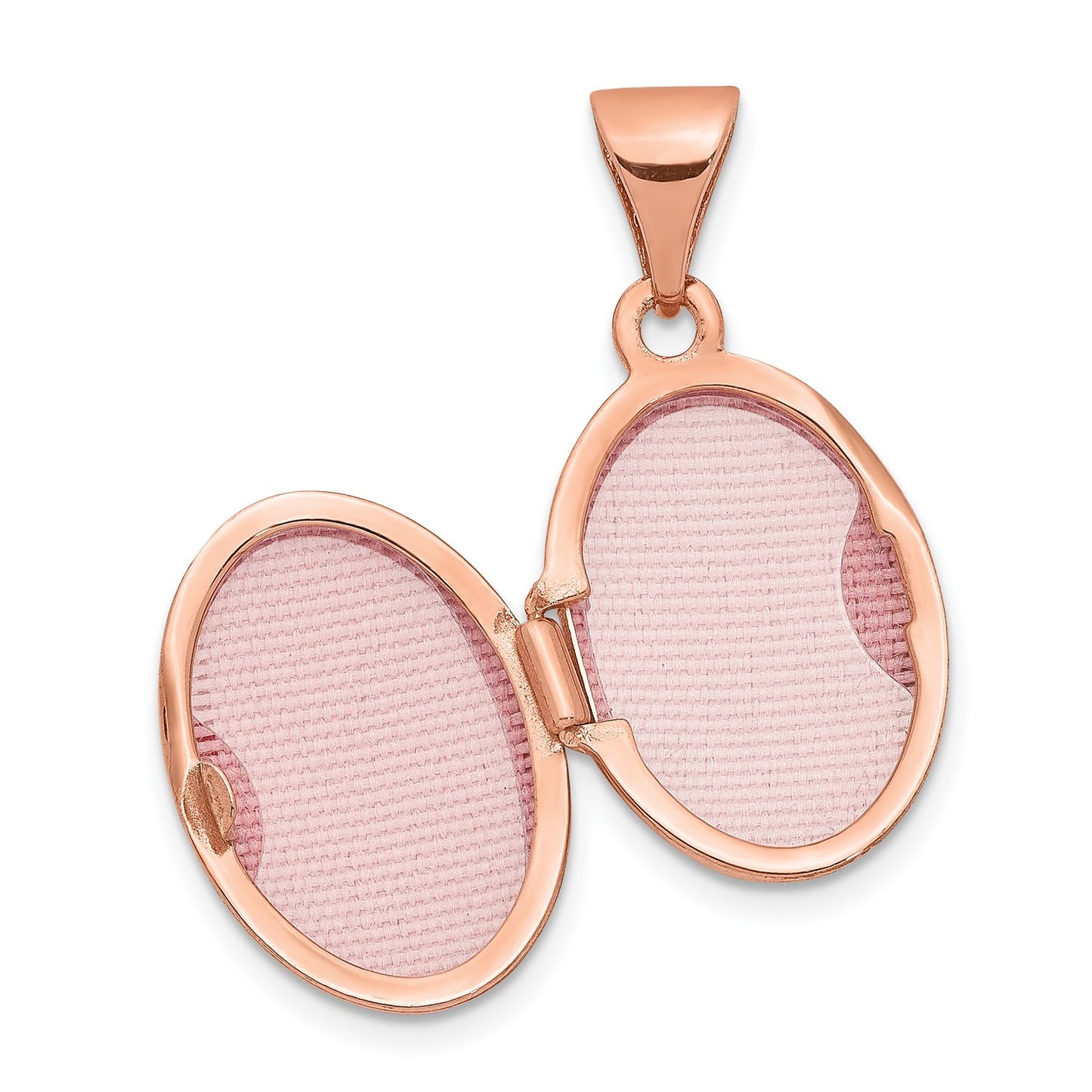 14k Rose Gold Polished 13mm Plain Oval Locket