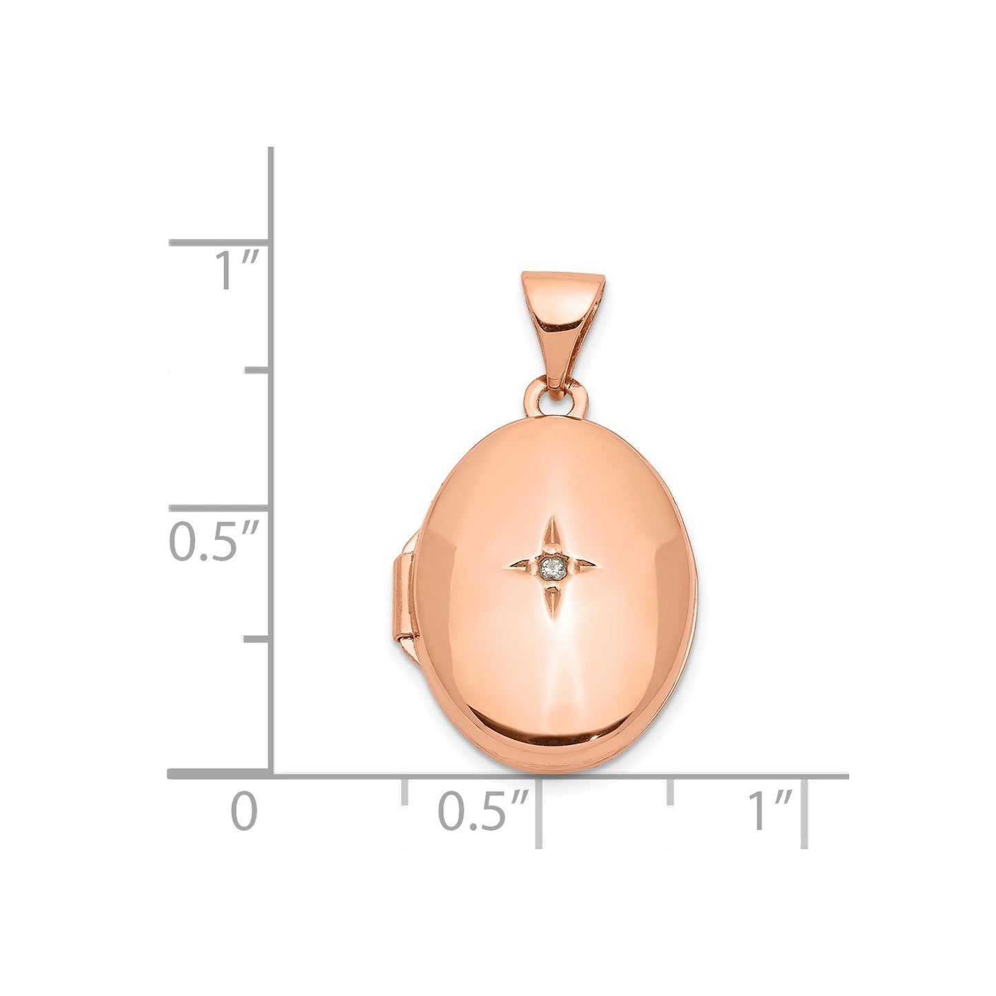 14k Rose Gold 17mm Diamond Oval Locket