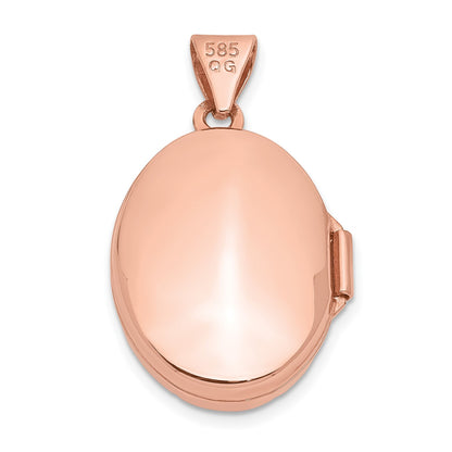 14k Rose Gold 17mm Scroll Oval Locket