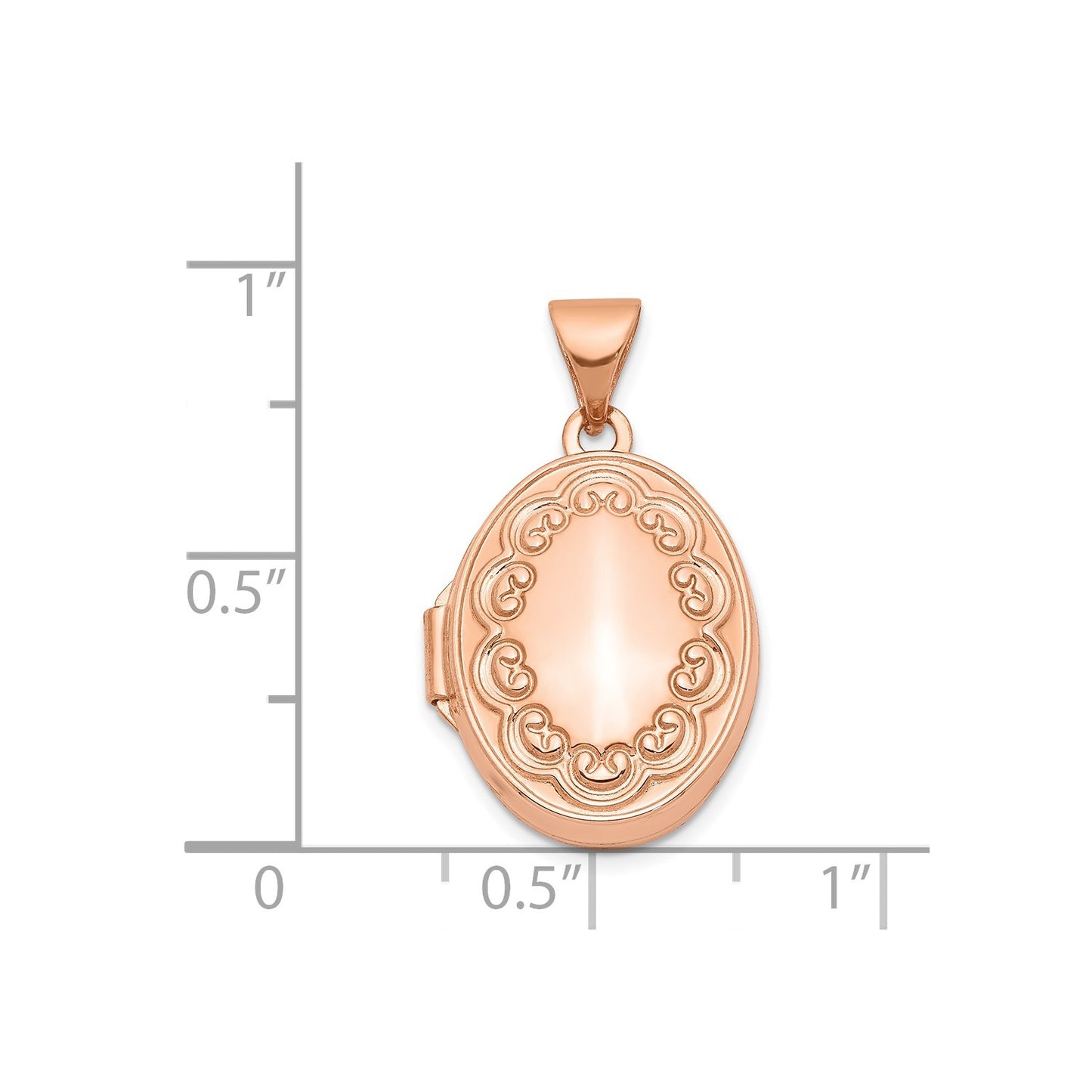 14k Rose Gold 17mm Scroll Oval Locket