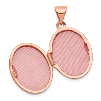 14k Rose Gold Polished 17mm Plain Oval Locket