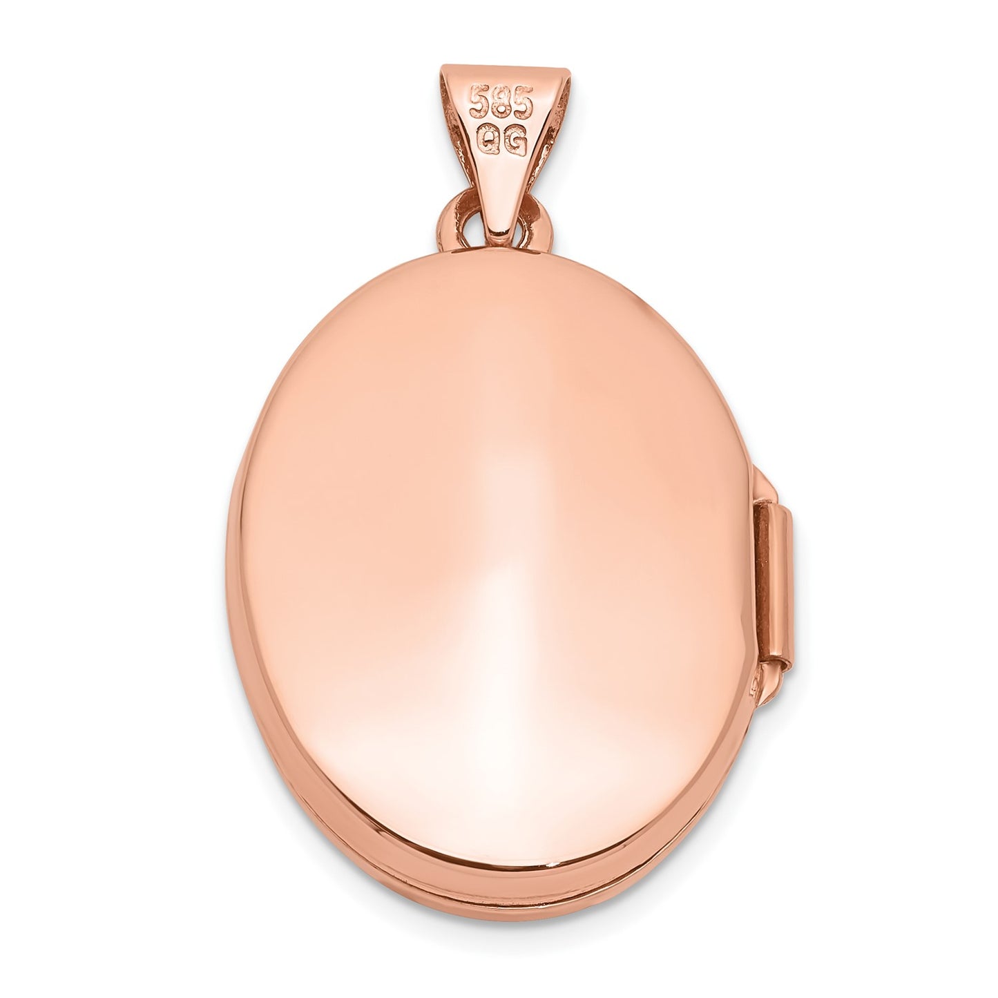 14k Rose Gold Heart Design Border 21mm Oval Locket