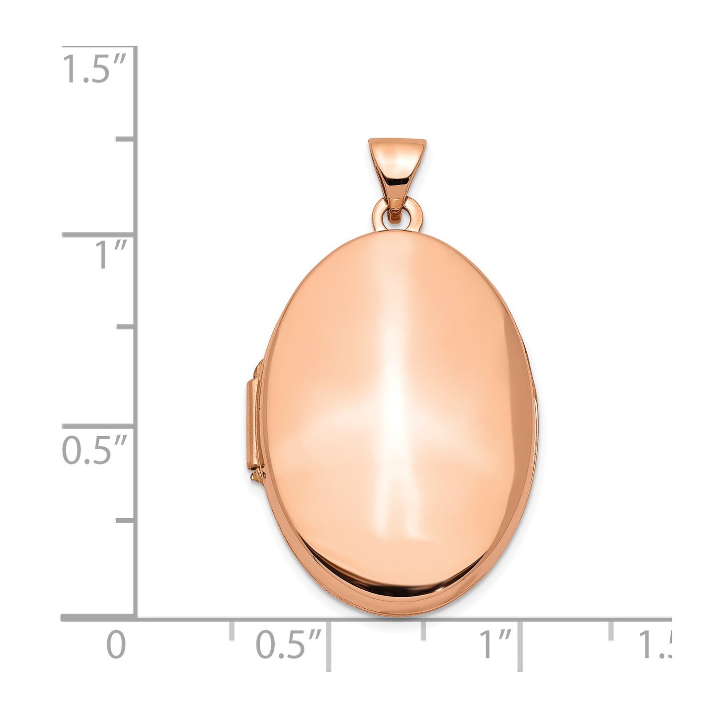 14k Rose Gold Polished 26mm Domed Oval Locket