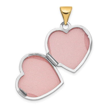 14k Two-Tone 15mm Reversible Diamond Heart Locket