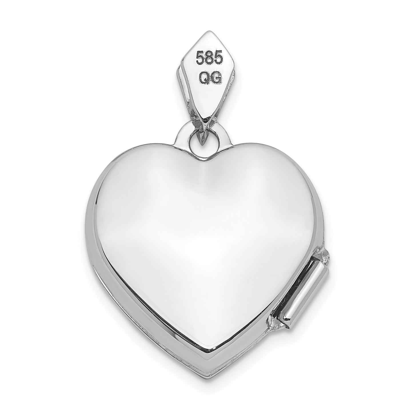 14k White Gold Diamond Vintage 15mm Heart Locket