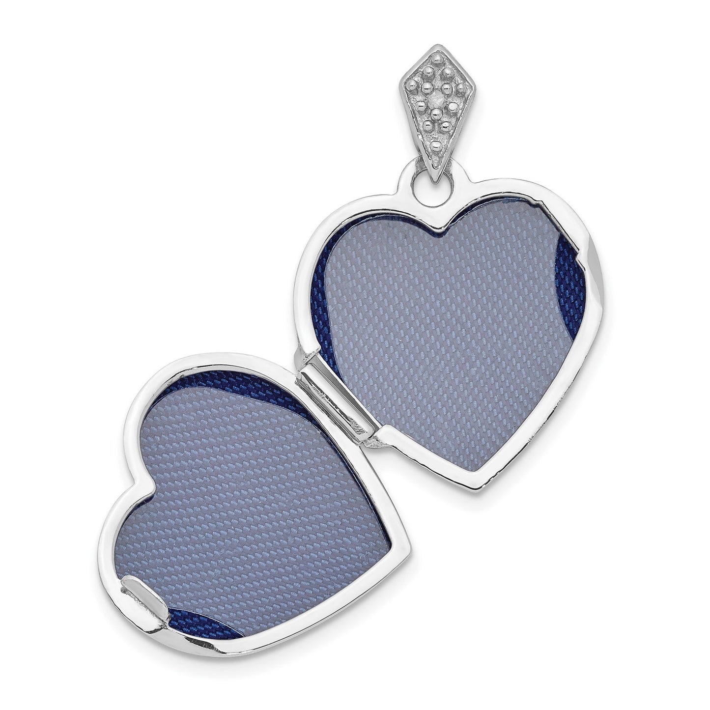 14k White Gold Diamond Vintage 15mm Heart Locket