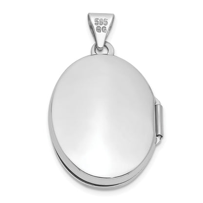 14k White Gold 21x16mm Oval Tree Locket