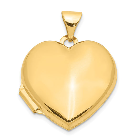 14k 18mm Domed Plain Heart Locket