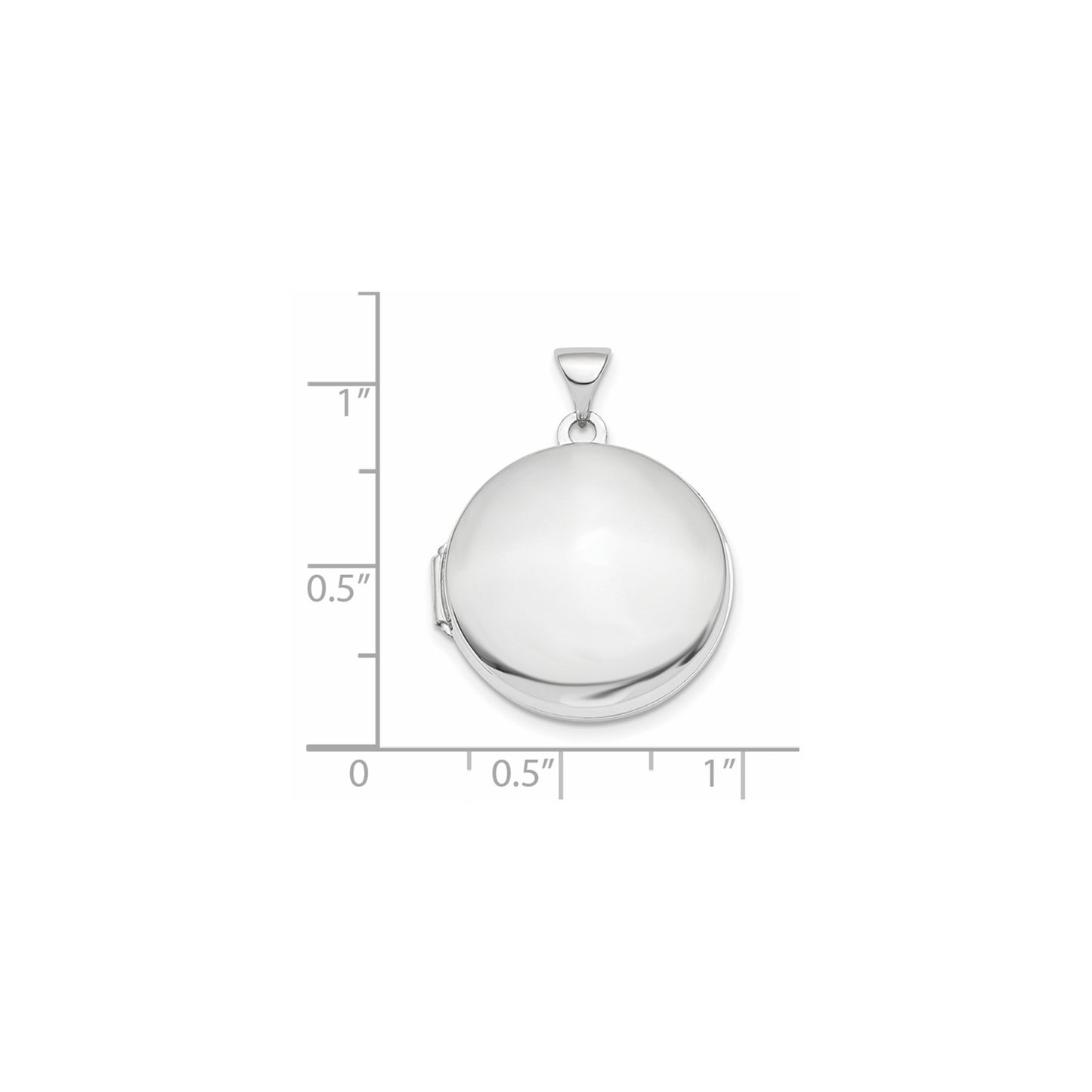 14k White Gold Polished Domed 20mm Round Locket