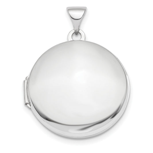 14k White Gold Polished Domed 20mm Round Locket