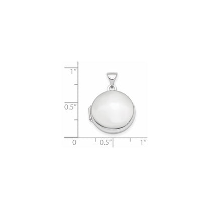 14k White Gold Polished Domed 16mm Round Locket