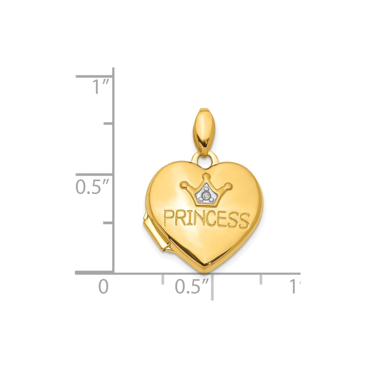 14KY Diamond 16mm Princess Locket Pendant