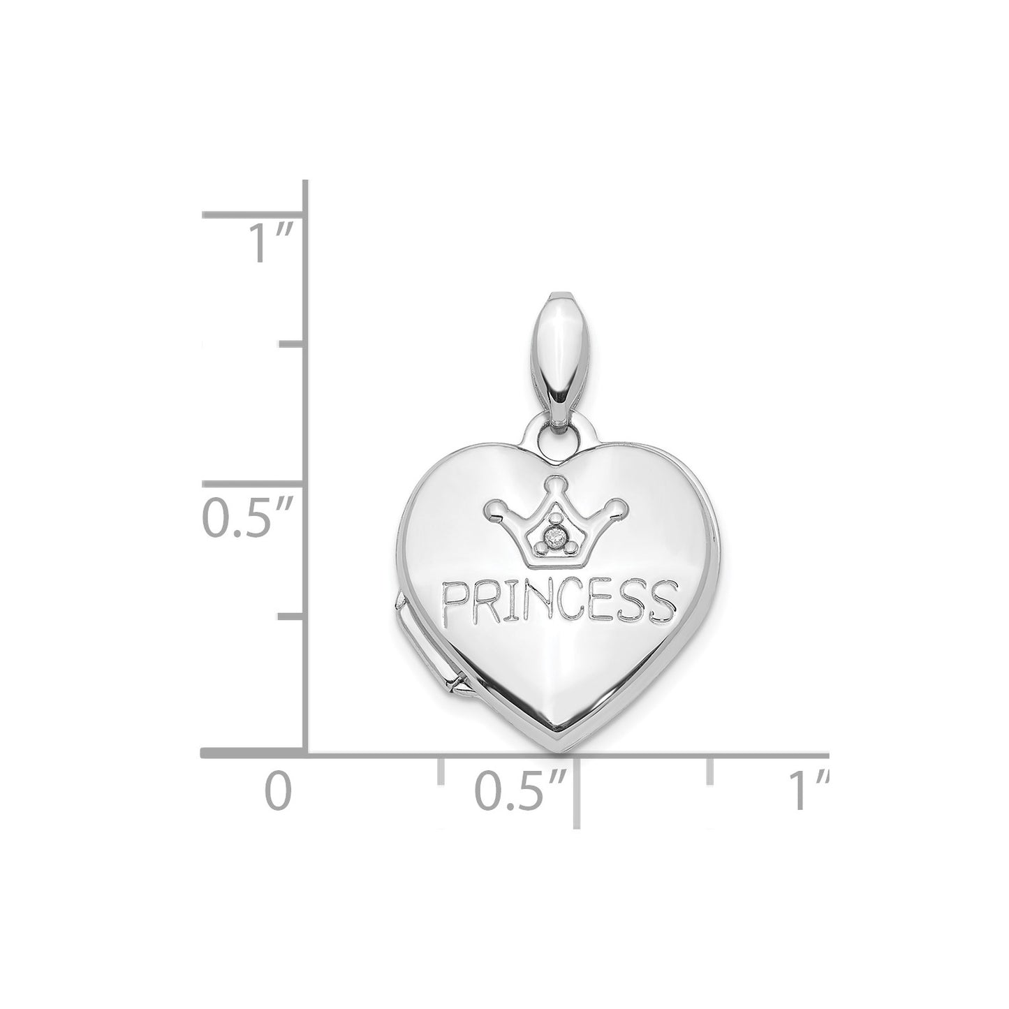 14K White Gold Diamond 16mm Princess Locket Pendant