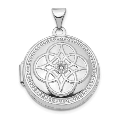 14K White Gold 20mm Diamond Locket Pendant