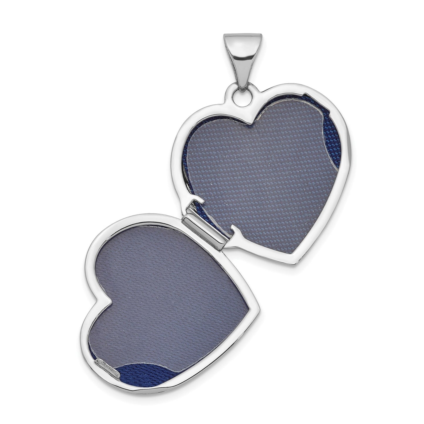 14K White Gold 19mm Heart Locket Pendant