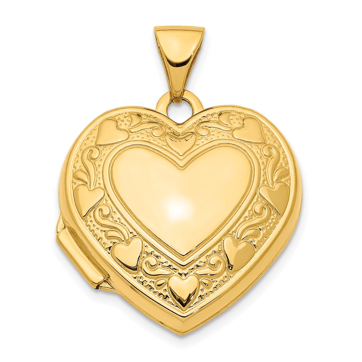 14K 19mm Heart Border Heart Locket Pendant