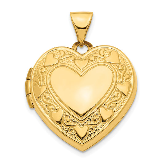 14ky Hearts w/ LOVE 19mm Reversible Heart Locket Pendant