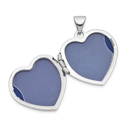 14K White Gold Hearts & LOVE Reversible 19mm Heart Locket Pendant