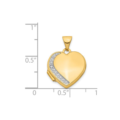 14K Diamond 16mm Heart Locket Pendant