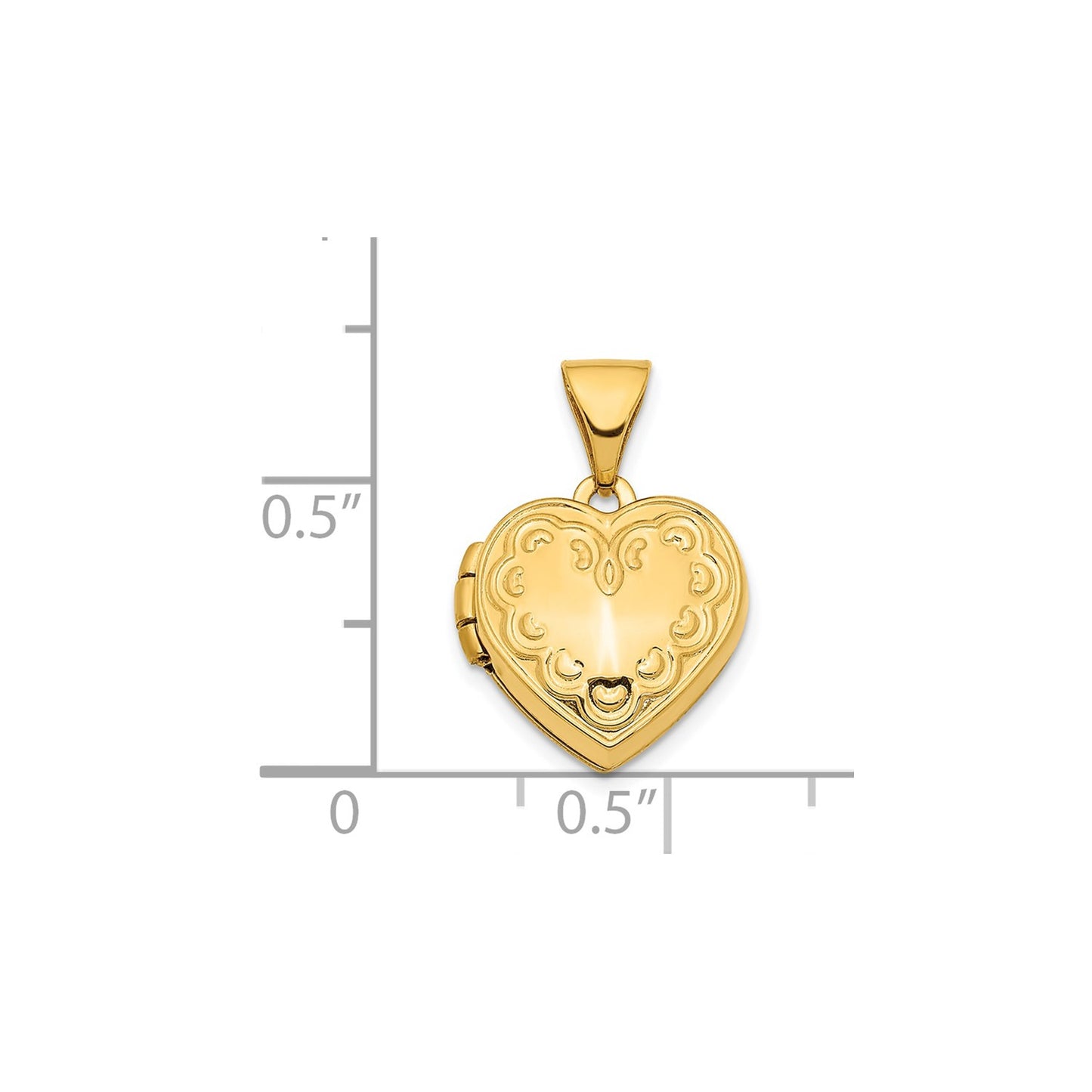 14K 13mm Textured Heart Locket Pendant