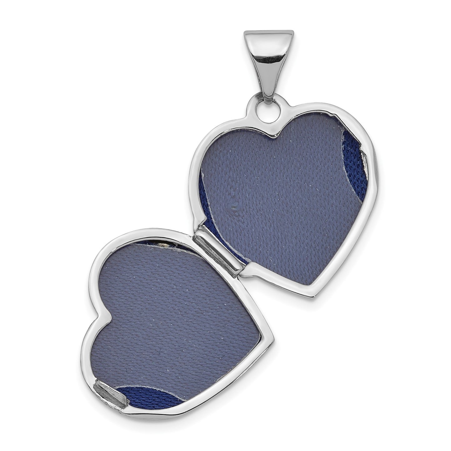 14K White Gold Polished 15mm Floral Heart Locket