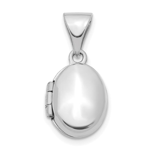 14K White Gold 12mm Oval Locket Pendant