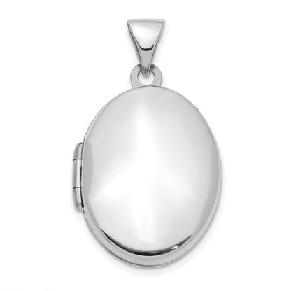 14K White Gold 21mm Oval Locket Pendant