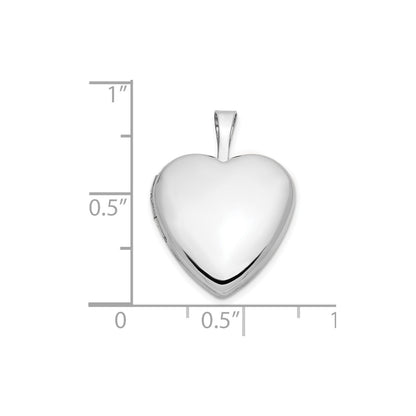 14k White Gold 16mm Heart Locket