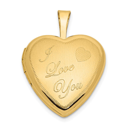 14k 16mm Polished & Satin I LOVE YOU Heart Locket