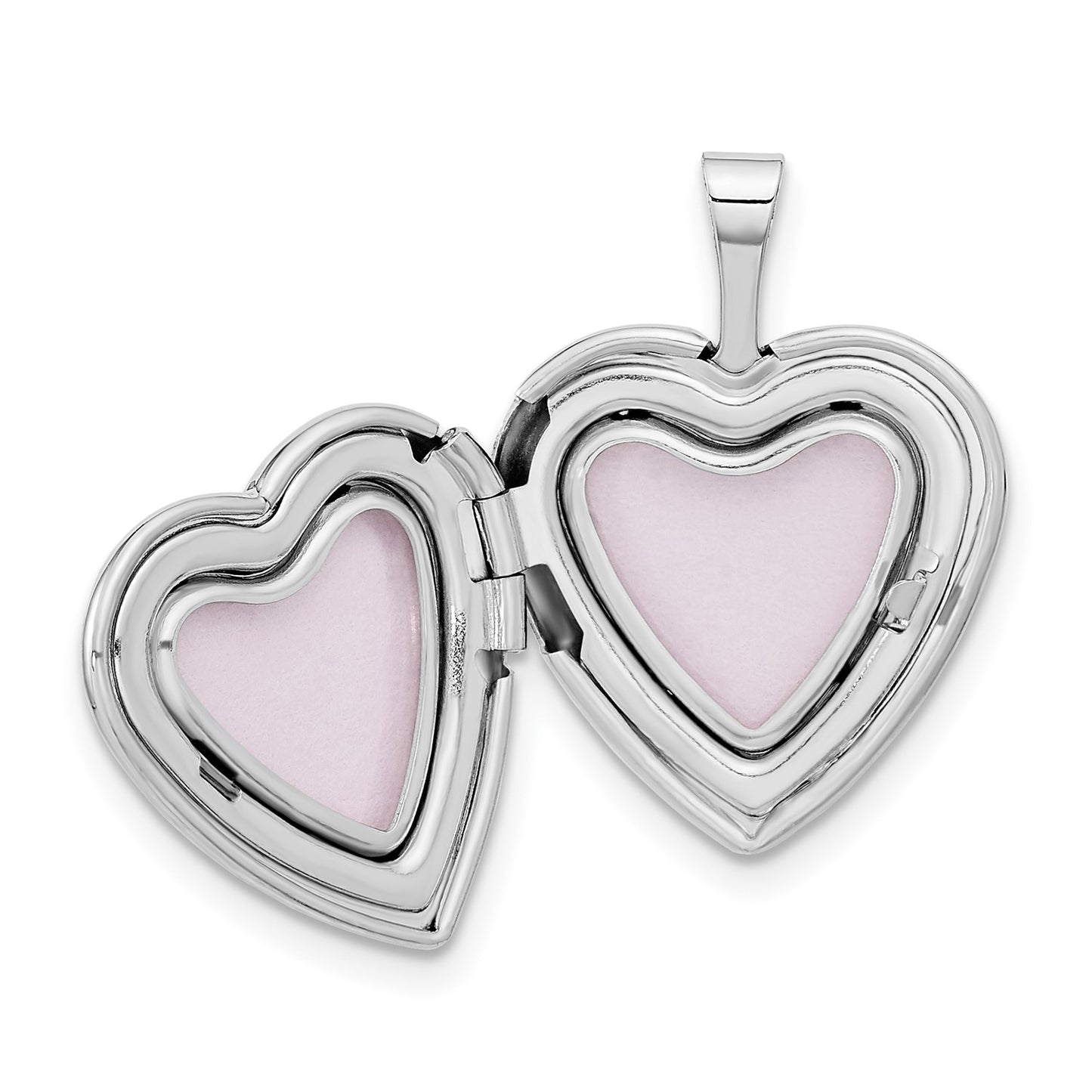 14k White Gold 16mm Floral Heart Locket