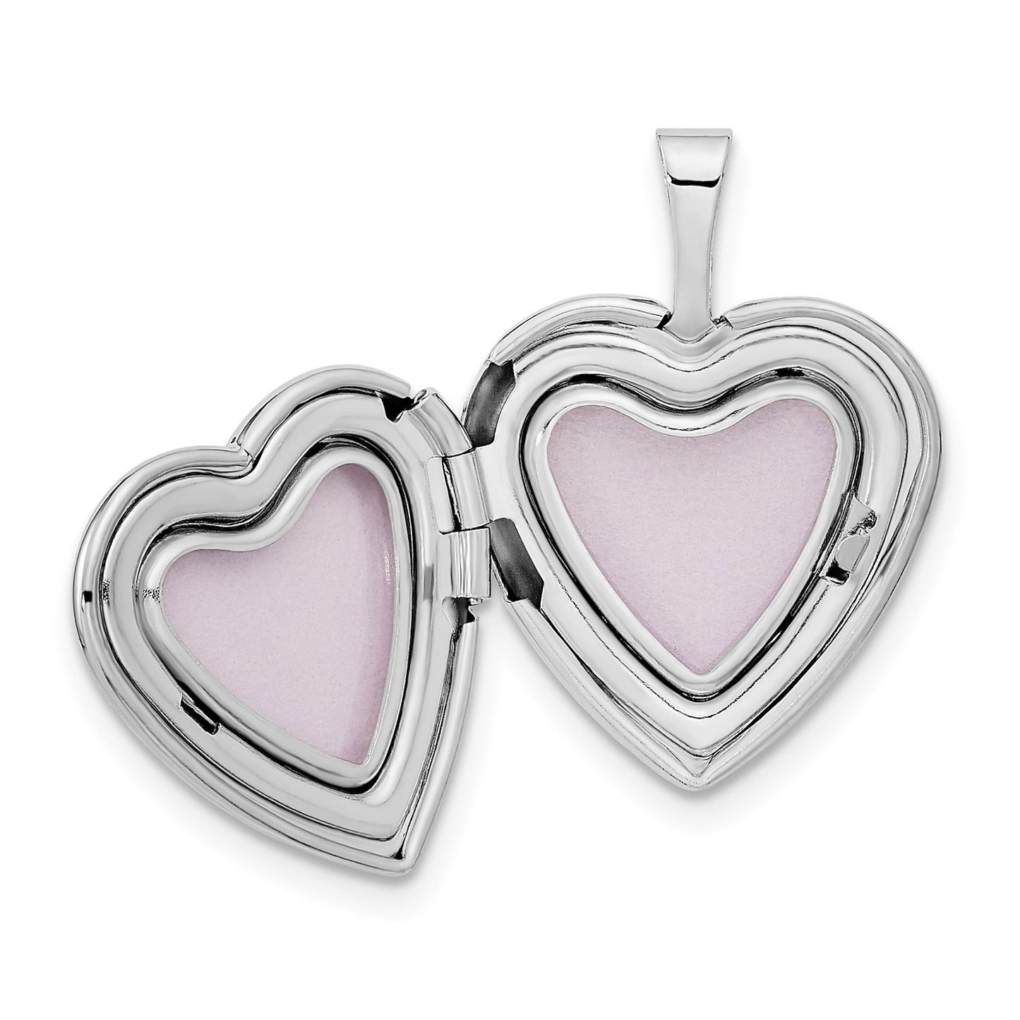 14k White Gold 16mm .01ct. Diamond Heart Locket