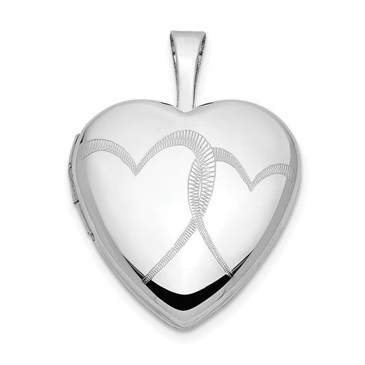 14k White Gold 16mm Double Hearts Locket