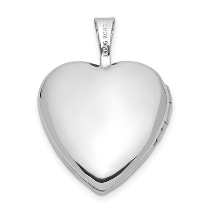 14k White Gold 16mm with Enamel Floral Cross Heart Locket