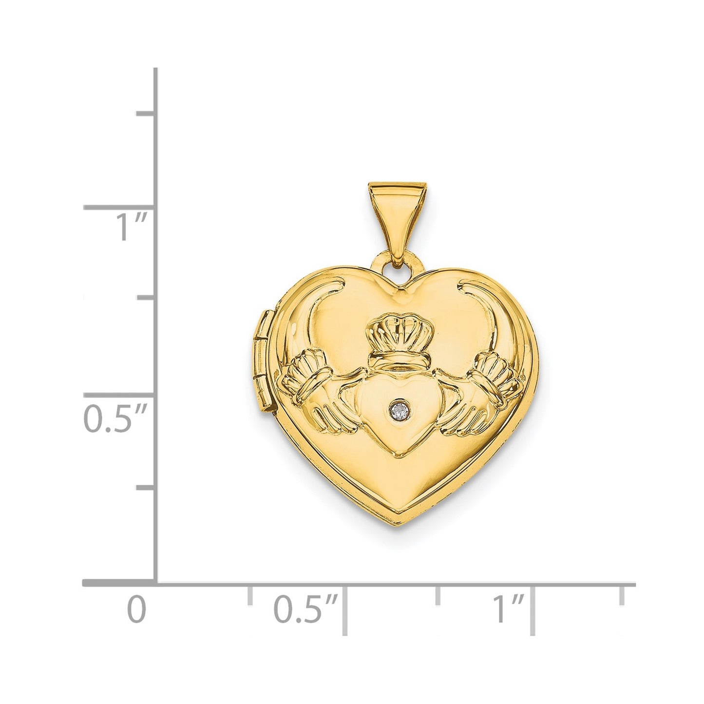 14k Diamond Claddagh Heart Locket