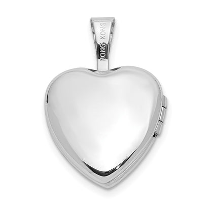 14k White Gold 12mm .01ct. Diamond Heart Locket