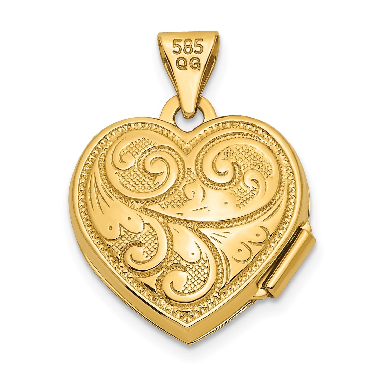 14ky Reversible Swirl Design 15mm Heart Locket